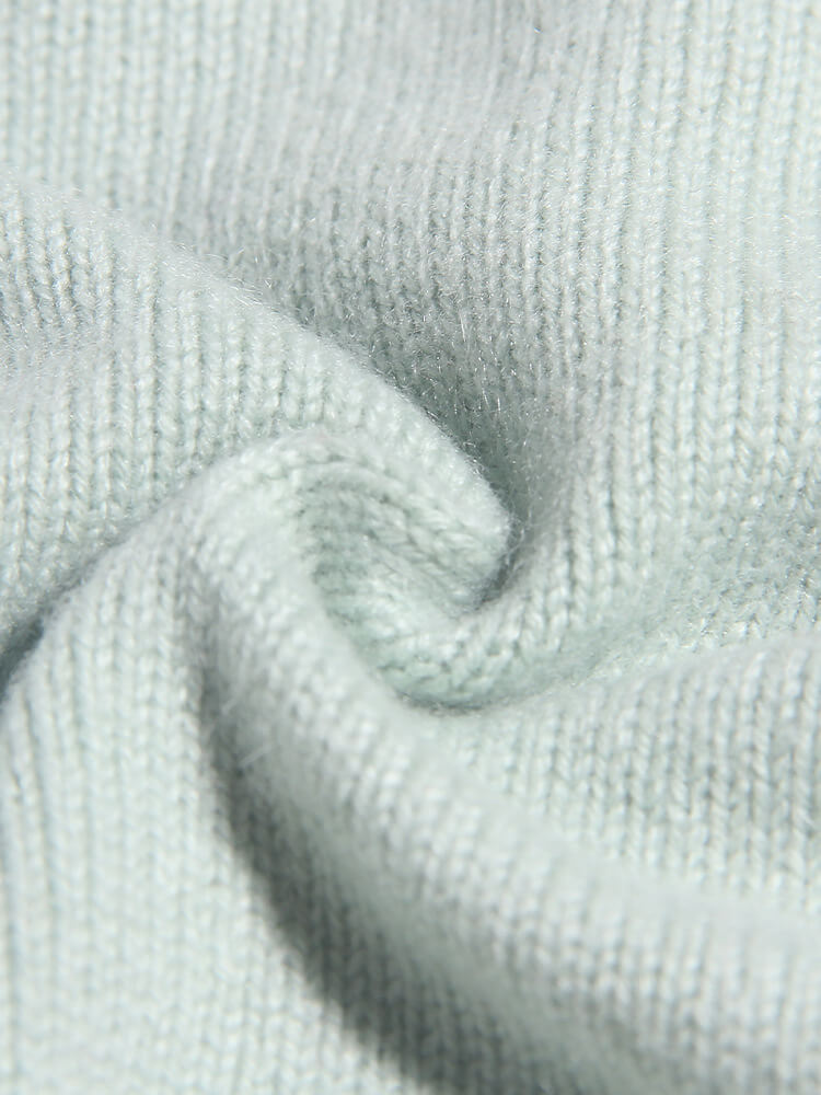 Soft Mint Green Cashmere Sweater with 3D Fleece Flowers